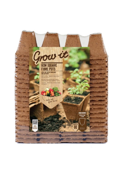 Grow-It Peat Free Fibre Pots 6cm Square 80x 9.95